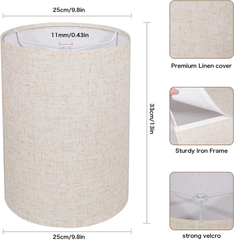 Tall Drum Lamp Shade for Table Lamps, Floor Lamp, Cloth Lampshade 10" Top X 10" gallery