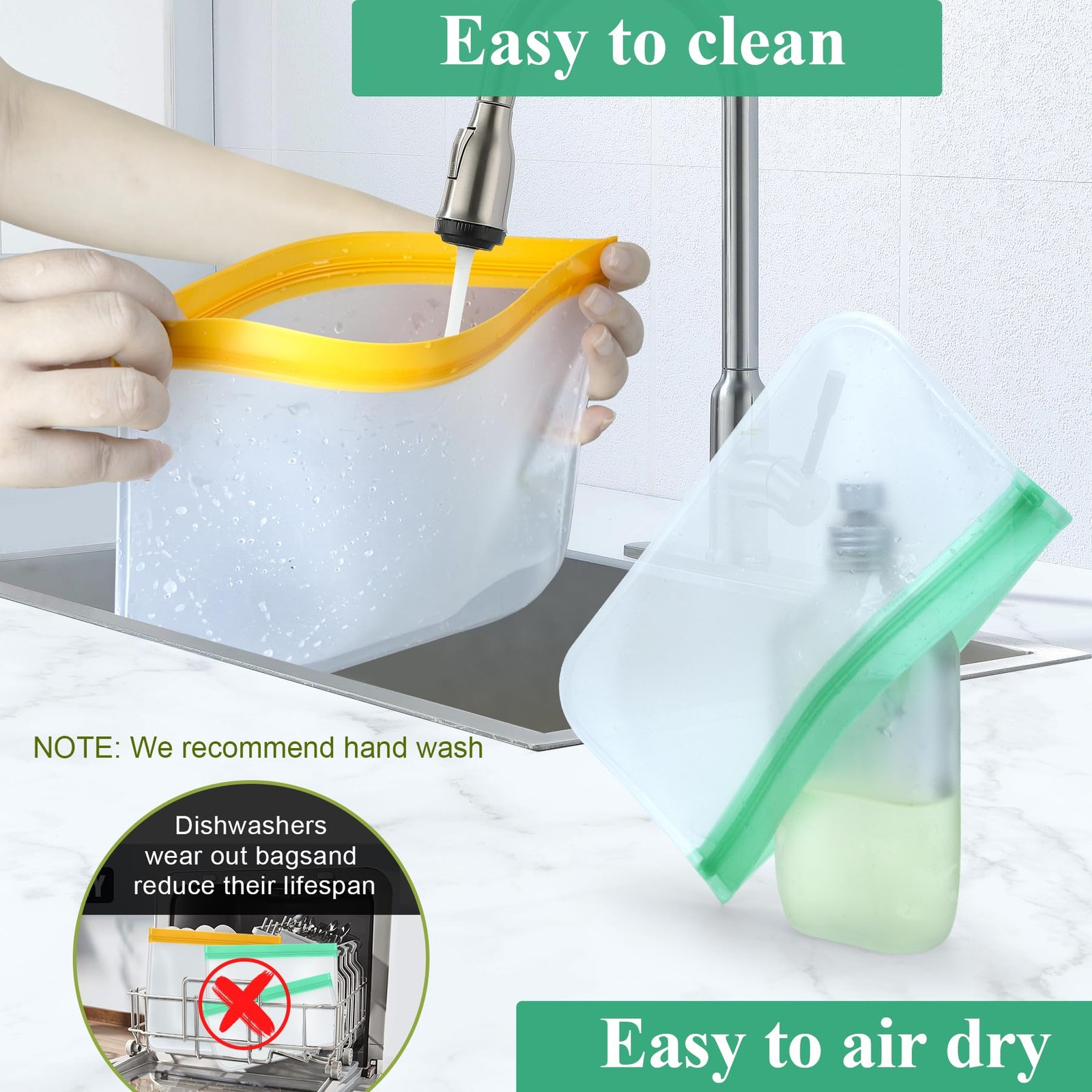 Silicone Bags Reusable Storage Freezer Bags Silicone Ziplock Bags 4 Reusable San gallery