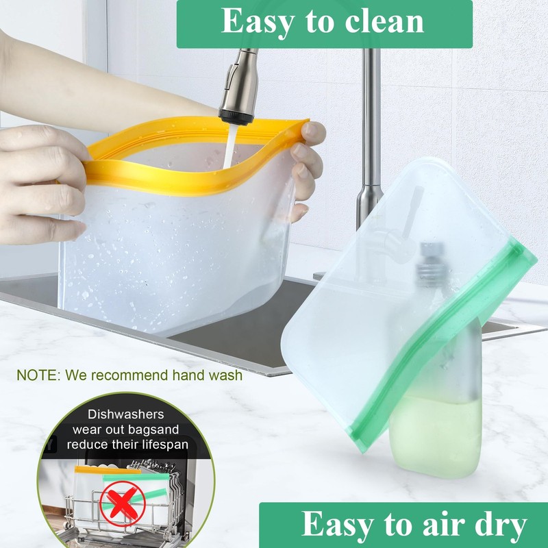 Silicone Bags Reusable Storage Freezer Bags Silicone Ziplock Bags 4 Reusable San gallery