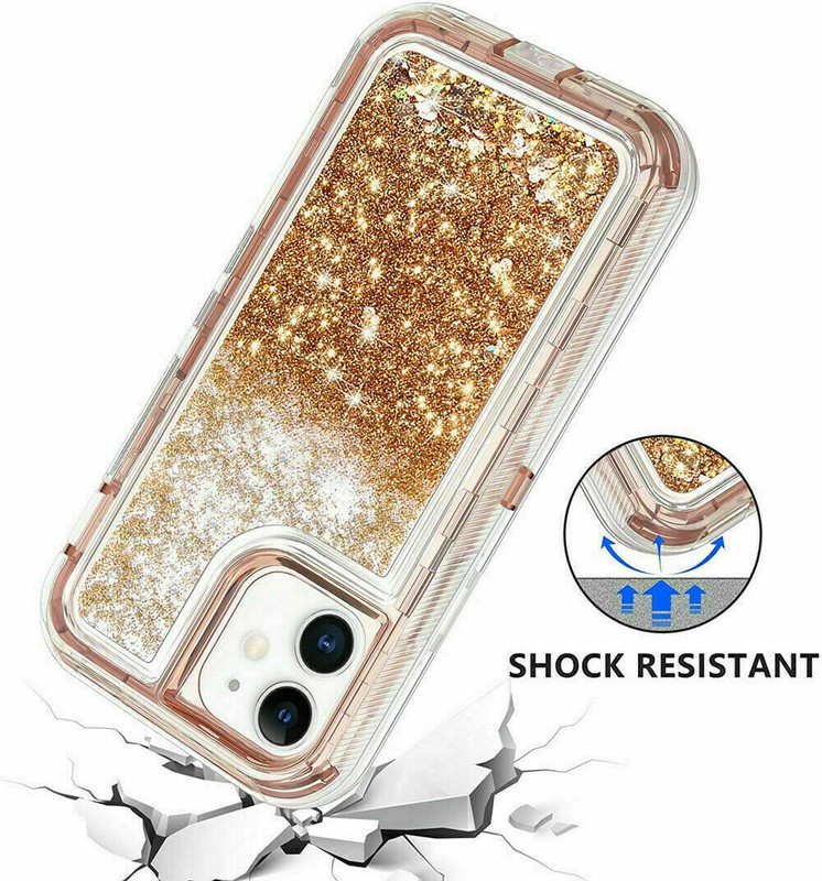 For iPhone 16 /15/14 /13/12/Pro /Plus Shockproof Liquid Glitter Defender Case gallery