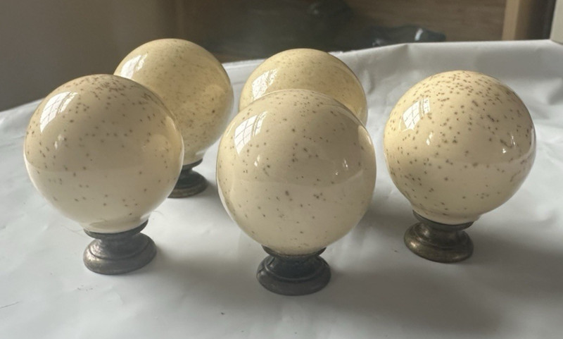 1.25" diameter ball style cabinet pulls, ivory color porcelain finish gallery