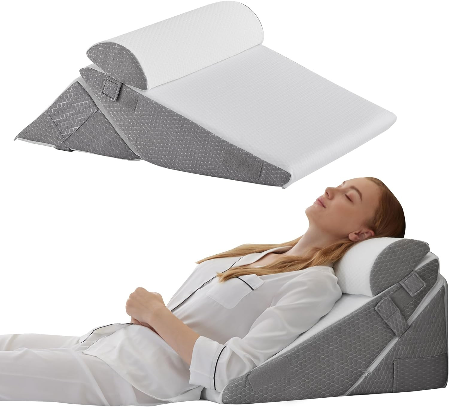Wedge Pillow Headboard, 3PCS Orthopedic Bed Wedge Pillows Set for after Surgery, gallery
