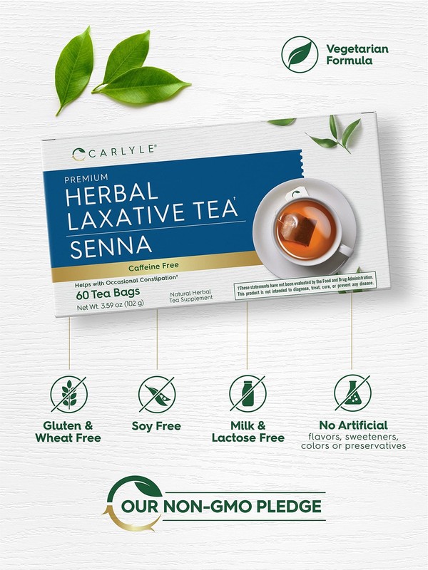 Herbal Laxative Senna Leaf Tea | 60 Tea Bags | No Caffeine | Helps with Occasion gallery