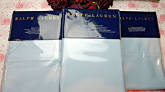 ralph lauren QUEEN SHEET 464TC SET Blue Oxford COTTON PERCALE (320.00) NEW