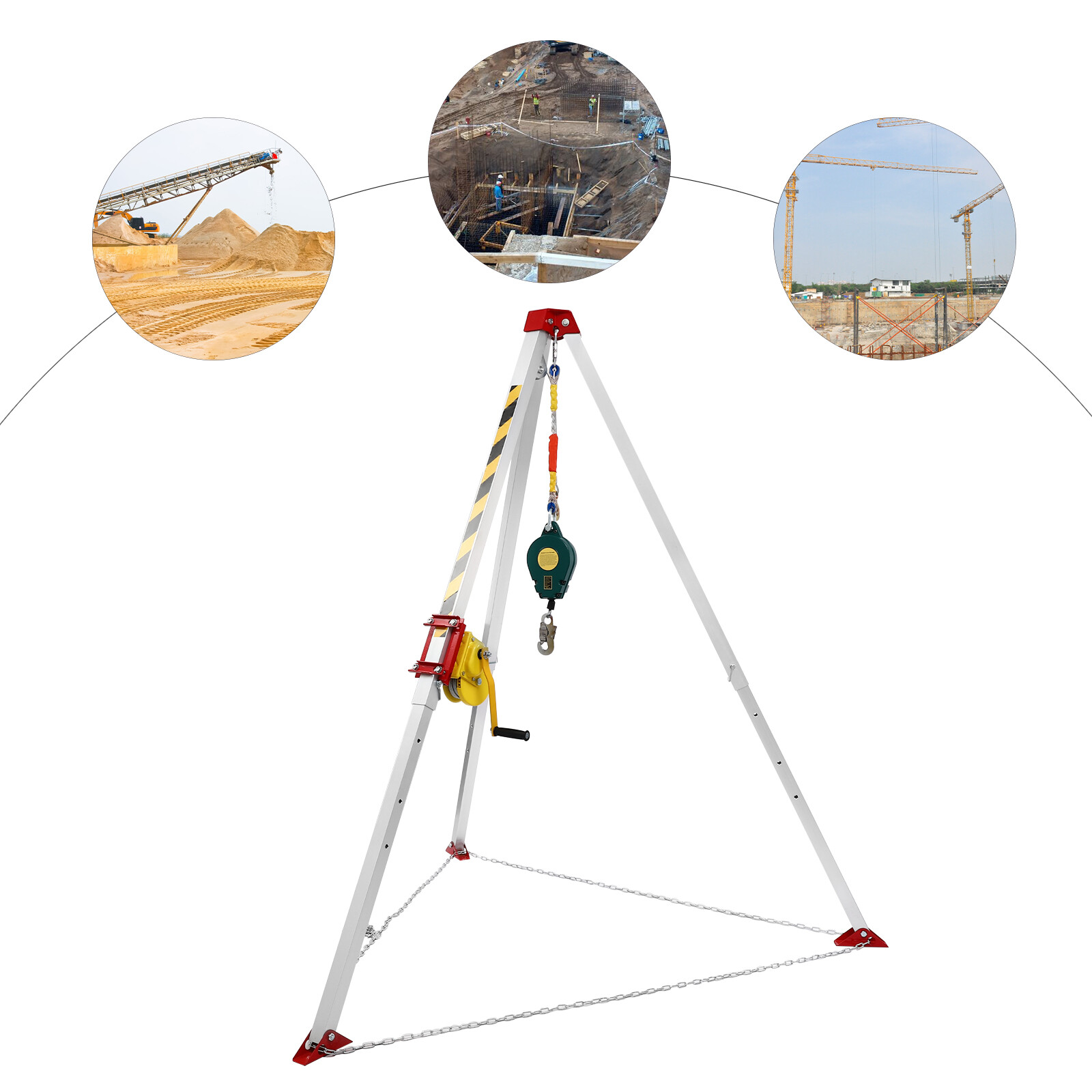 Confined Space Tripod Kit Rescue Tripod with Fall Arrester Aluminium Alloy gallery