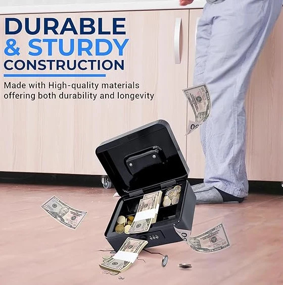 Security Money Box Fire Proof Lock Safe Storage Cash Gun Jewelry Portable Safety gallery