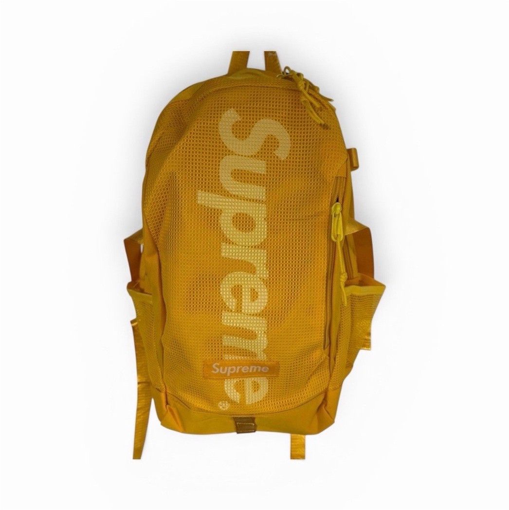 Supreme Mesh Backpack Lightweight Yellow Hiking Zip Nylon Logo