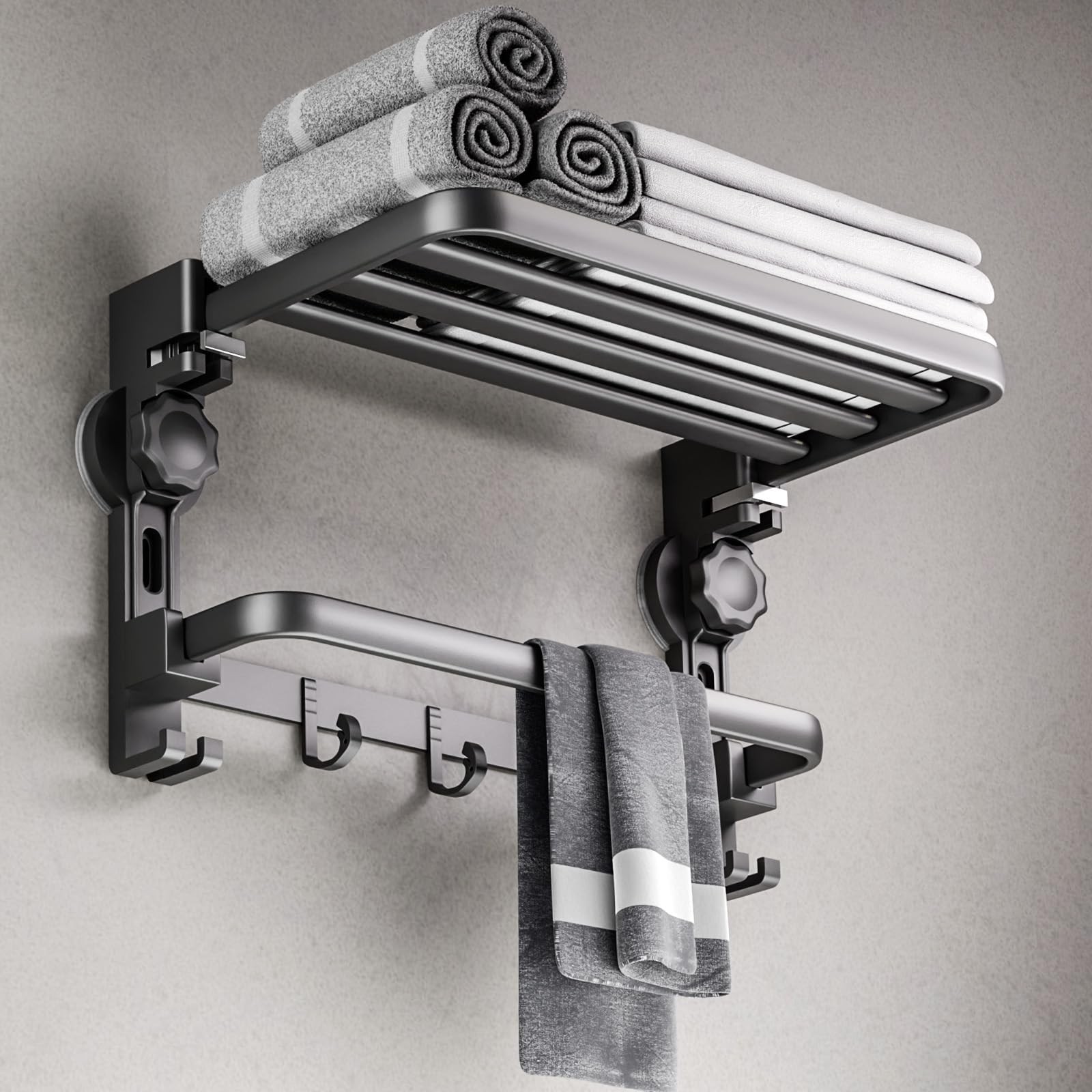 Towel Rack with Towel Bar Holder Suction Cup Foldable Towel Shelf No Drill wi... gallery