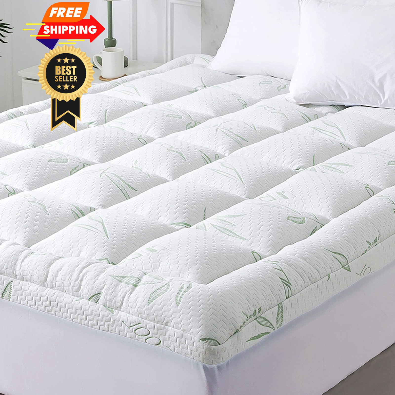 WhatsBedding Mattress Topper Queen, Soft Pillow Top White gallery