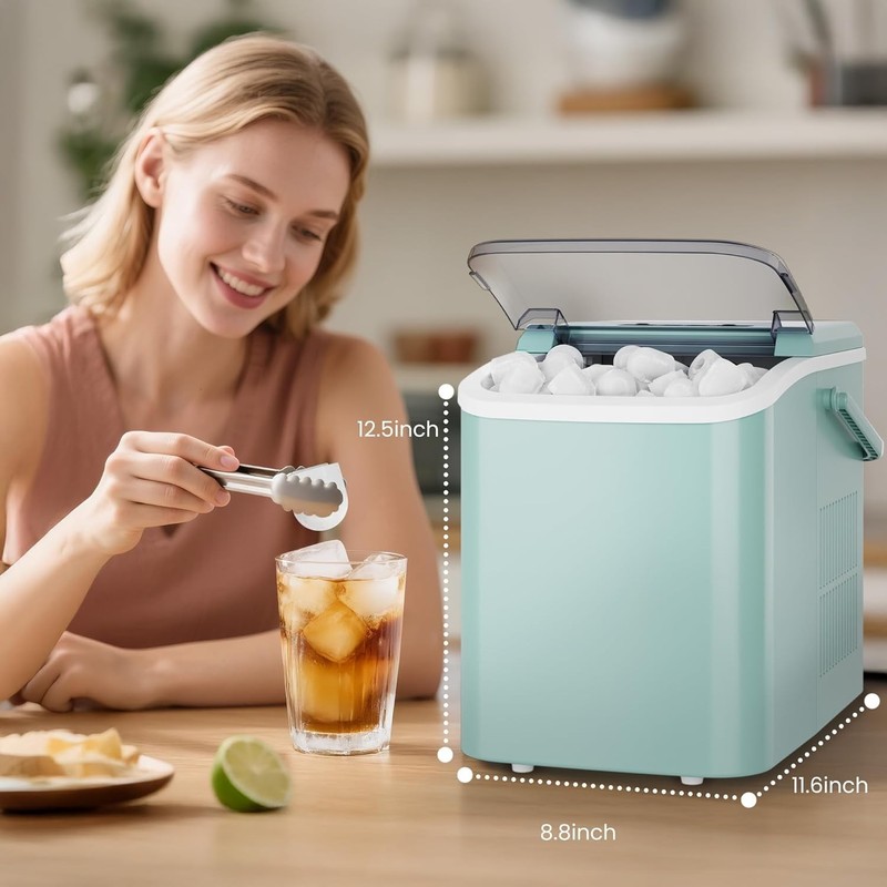 Countertop Ice Maker with Handle 26lbs/24H Portable 9 Bullet Cubes in 6 Min gallery