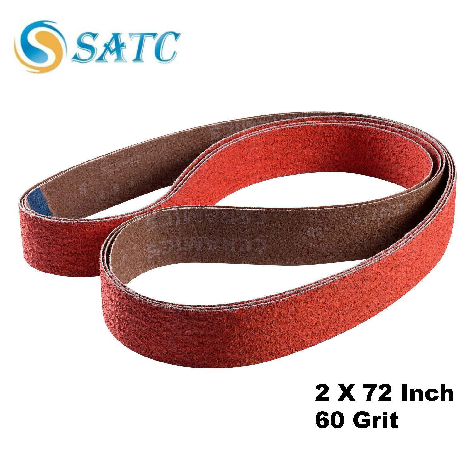 SATC 2x72 Inch 60 Grit EdgeCore Ceramic Grinding Sanding Belts 6 Pack gallery