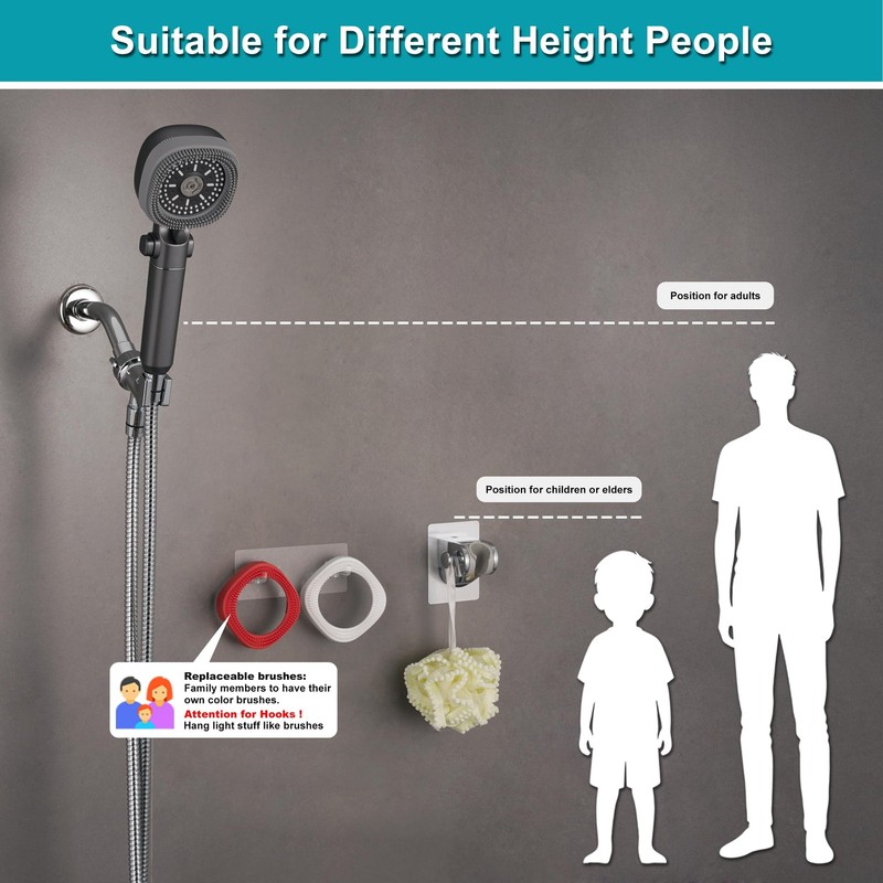 Handheld Shower Head High Pressure 79in Hose 4 Spray Modes - Water Saving gallery