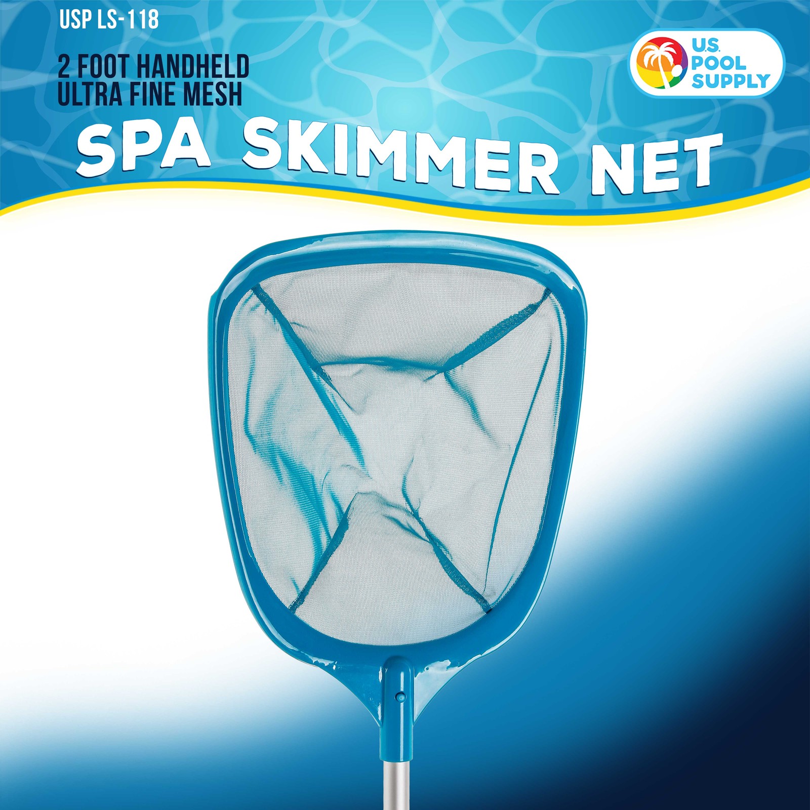 Spa Hot Tub Pool Hand Leaf Skimmer Net Ultra Fine Mesh 12" Aluminum Pole, Kiddie gallery