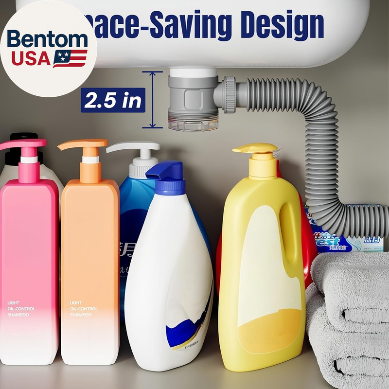 Bathroom Sink Drain Kit with Flexible Expandable Pipe: Odor-Free & Backflow-Prev gallery