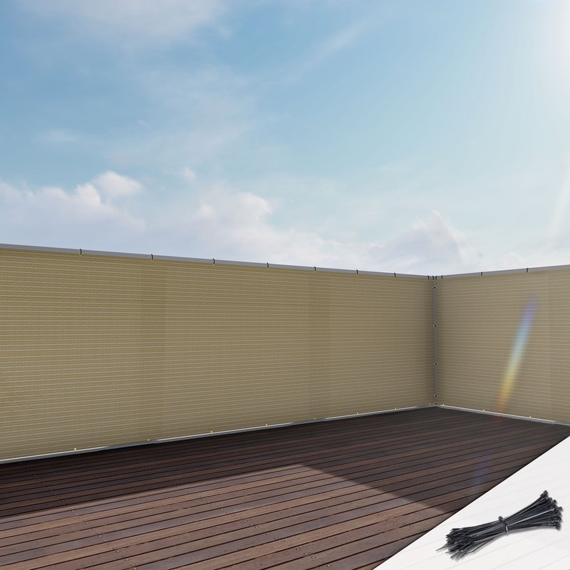 Custom 3 Ft Tall Beige Privacy Deck &Fence Screen Home Balcony Yard Cover Mesh gallery