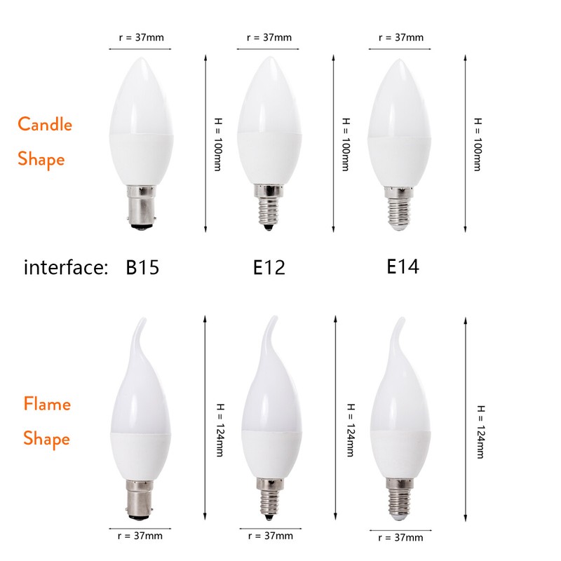 Dimmable Led Candle Bulb 220v 240v Light Bulbs 5w E14 B15 E12 3000k 4500k 6000k gallery