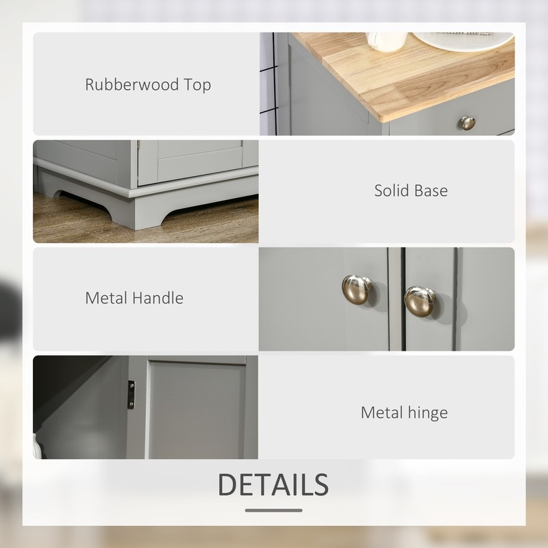 40" Modern Sideboard Buffet Cabinet 3 Drawers Adjustable Shelves Gray Hallway gallery