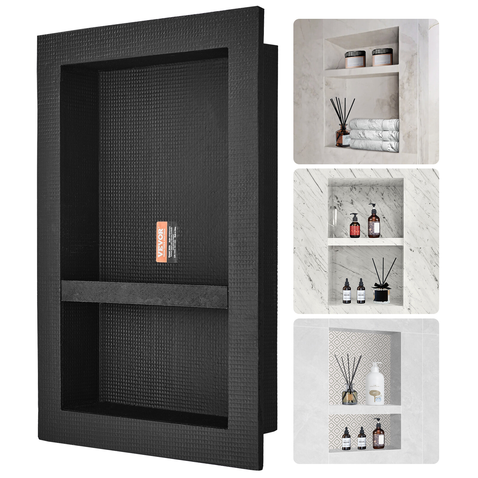 VEVOR 16" x 24" Preformed Double Recessed Shower Niche Ready to Tile Waterproof gallery