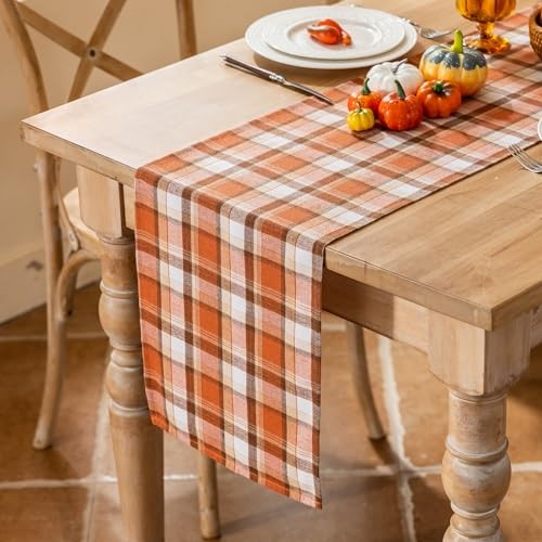 Thanksgiving Rust Tartan Table Runner - 13x72 Inch 13 x 72 Inch Rust Plaid gallery