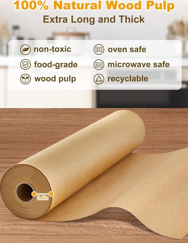 SMARTAKE Parchment Paper Roll For Baking, 13 In X 278 Ft, 300 Sq.ft, Non-Stick gallery