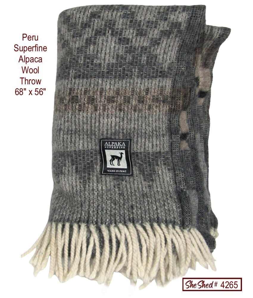 Peru Alpaca Superfine Wool Cherokee Design Throw Blanket 68" x 56" VGC gallery