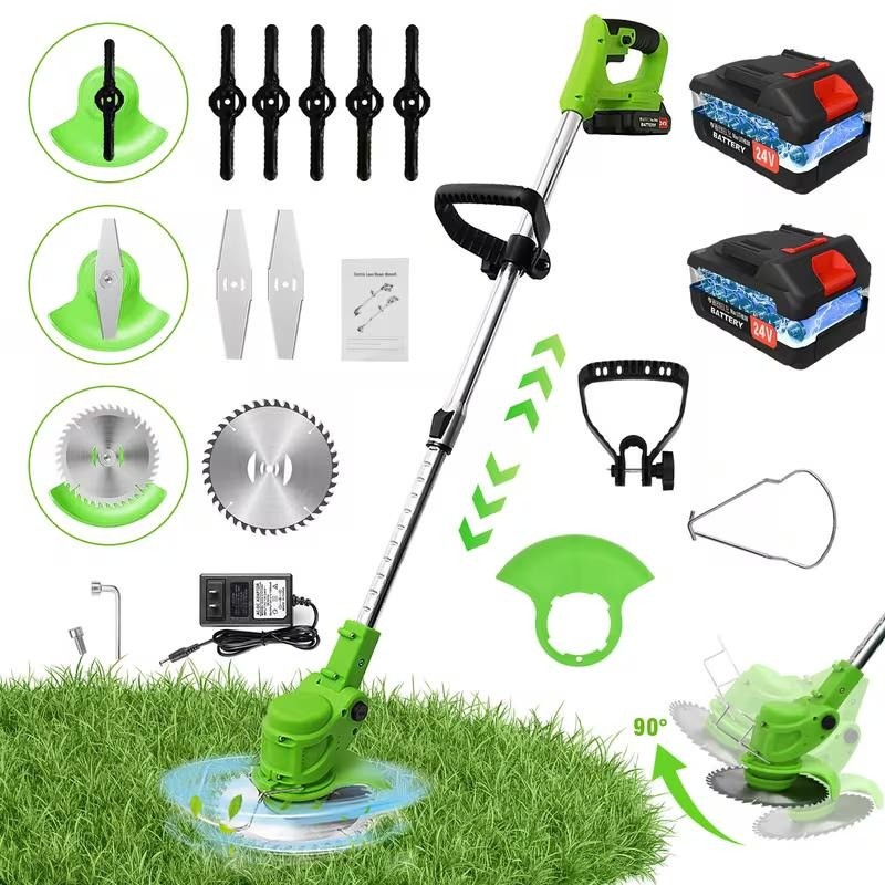 24V Electric Weed Wacker with Wheel | Cordless, 3 in 1 Grass String Trimmer gallery