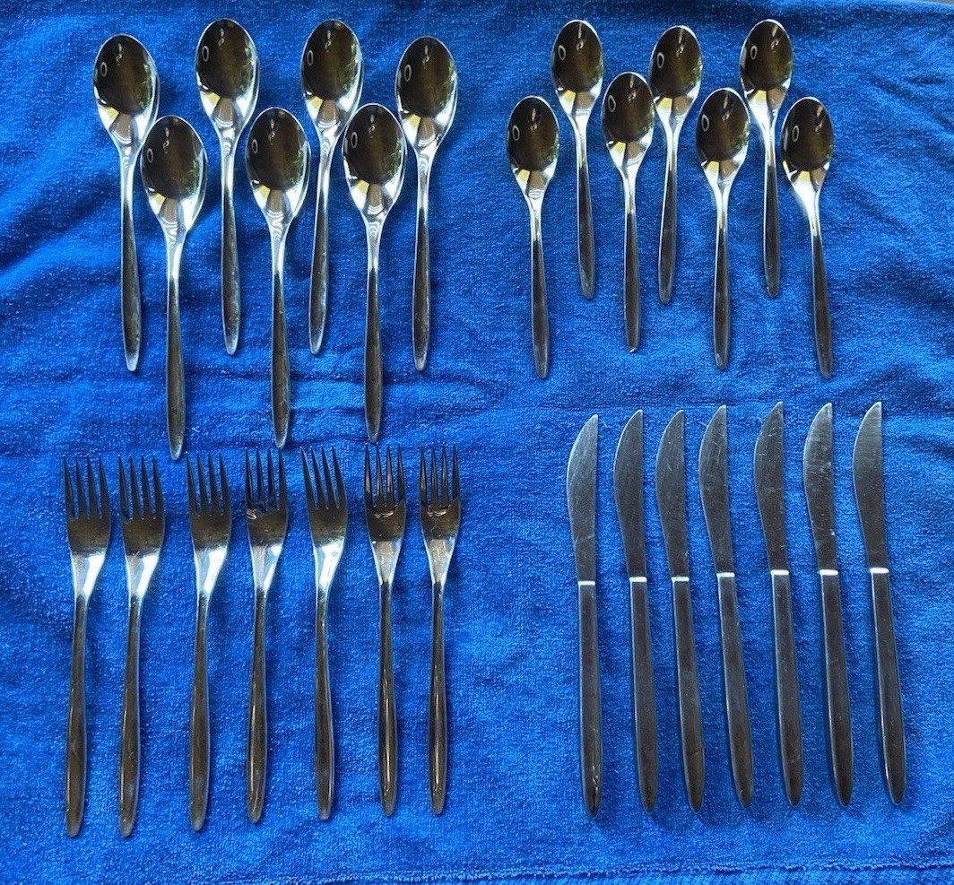 Sears Tradition Stainless USA Ronvik Service For 7 28 Pc. Plain Glossy MCM gallery