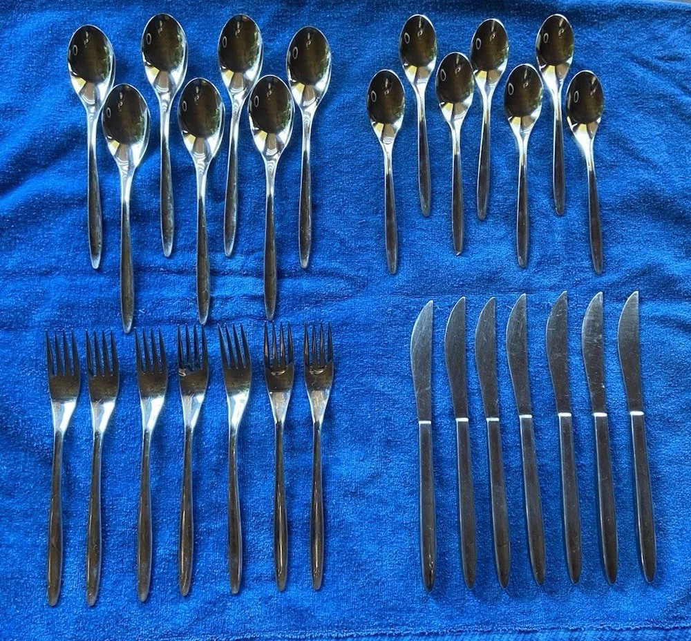 Sears Tradition Stainless USA Ronvik Service For 7 28 Pc. Plain Glossy MCM