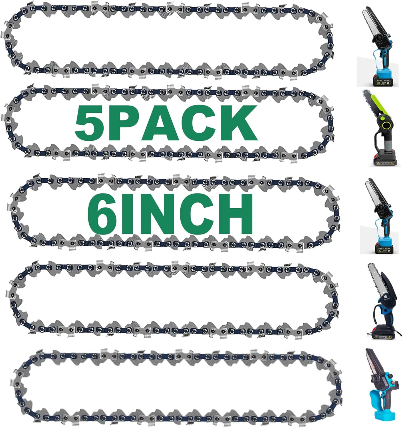 Mini Chainsaw Chain, 5 Chains 6-Inch Replacement Saw Chain for 6 Inch Mini Cordl gallery
