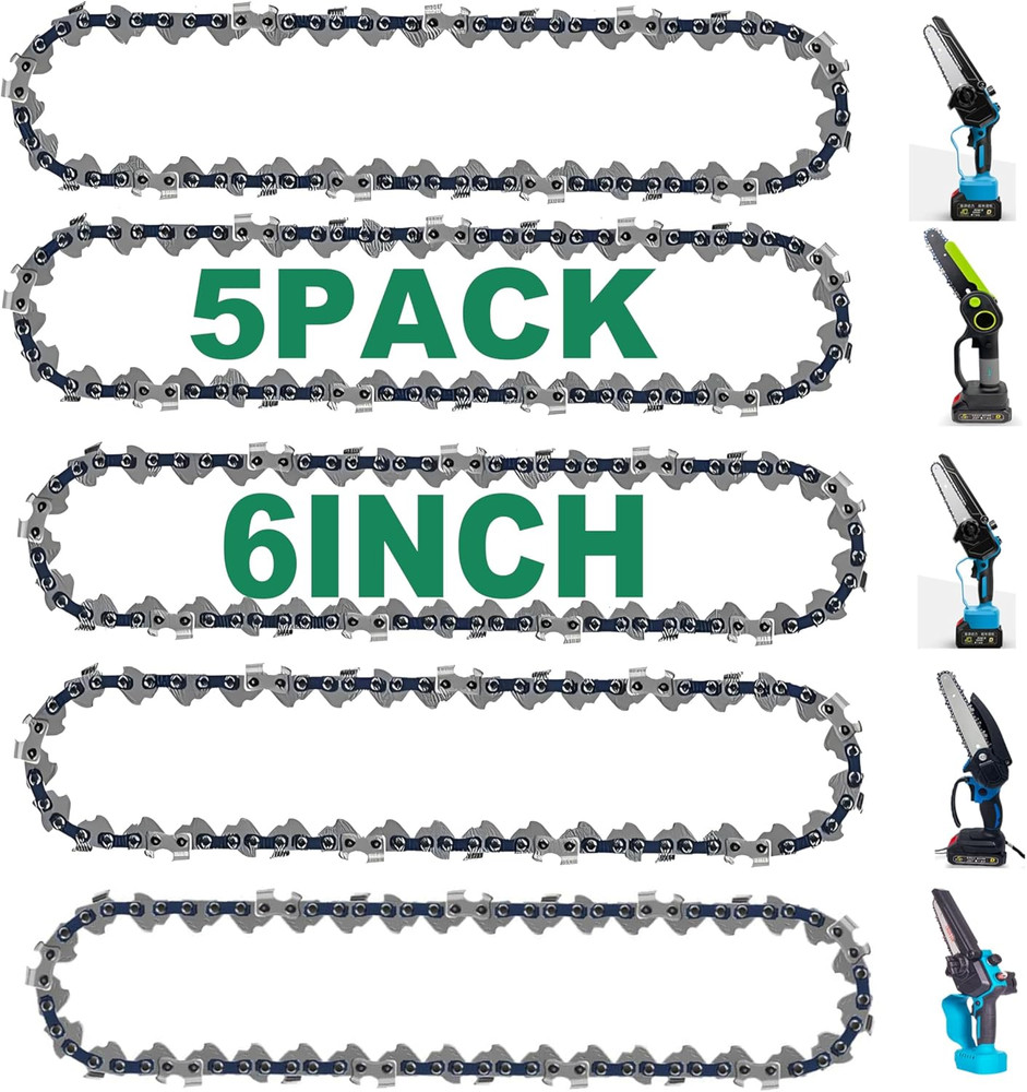 Mini Chainsaw Chain, 5 Chains 6-Inch Replacement Saw Chain for 6 Inch Mini Cordl