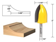 Cove Vertical Raised Panel Router Bit – 1/4″ Shank – Yonico 12145q