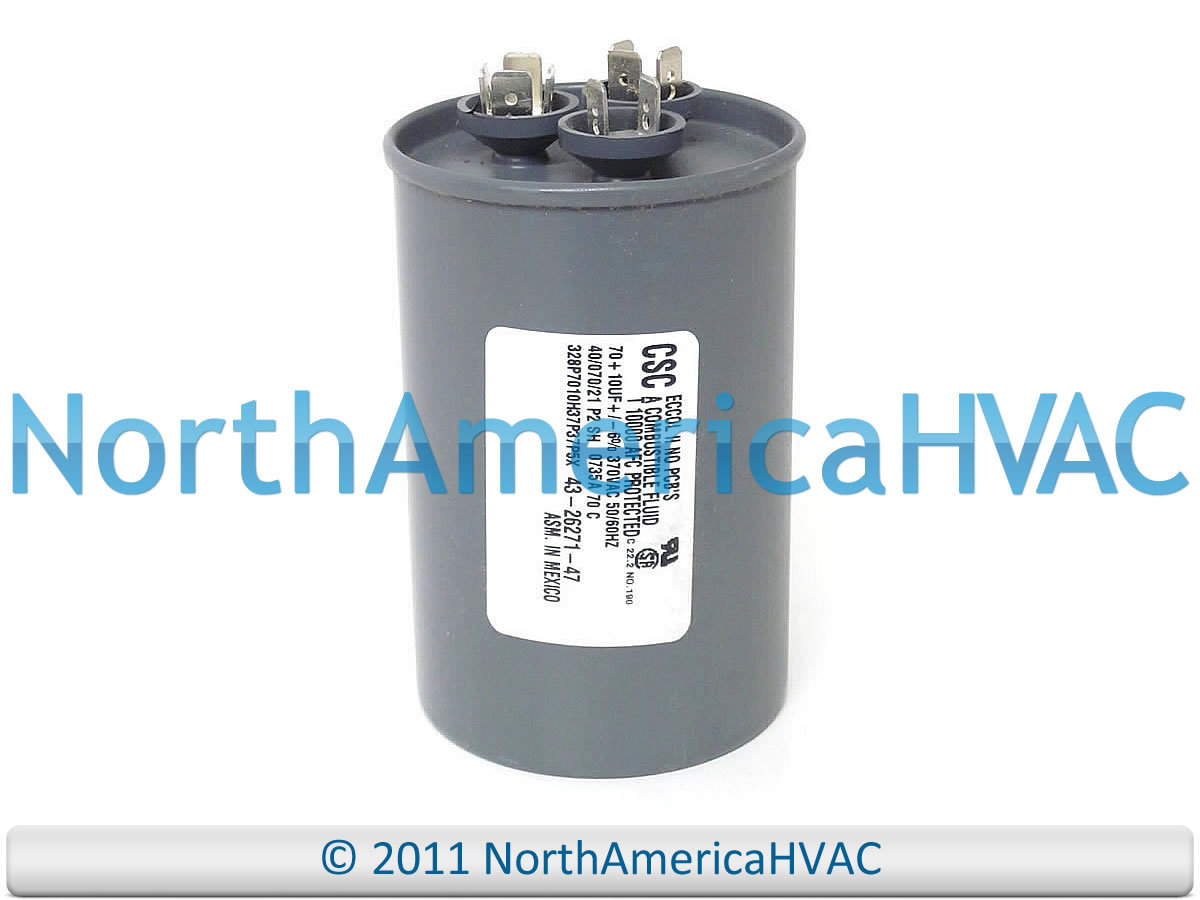 OEM Rheem Ruud Protech Capacitor 70+10 uf 370v Replaces 43-26271-47 gallery