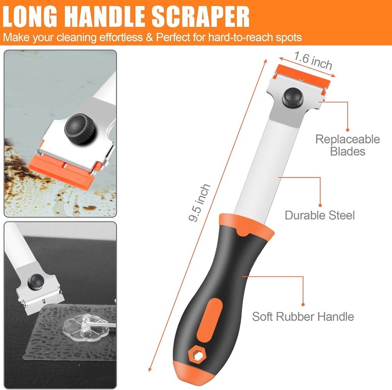 4 Pack Razor Blade Scraper, Premium Cleaning Scraper Tool with 50 PCS Metal gallery