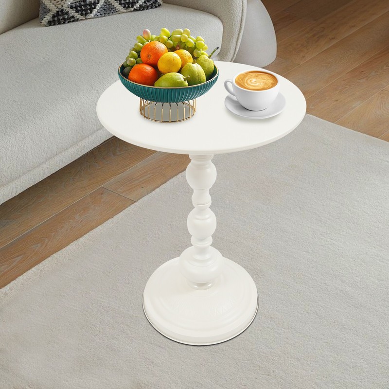 Round Side Table Retro Coffee End Table Small Accent Pedestal Table White Home gallery
