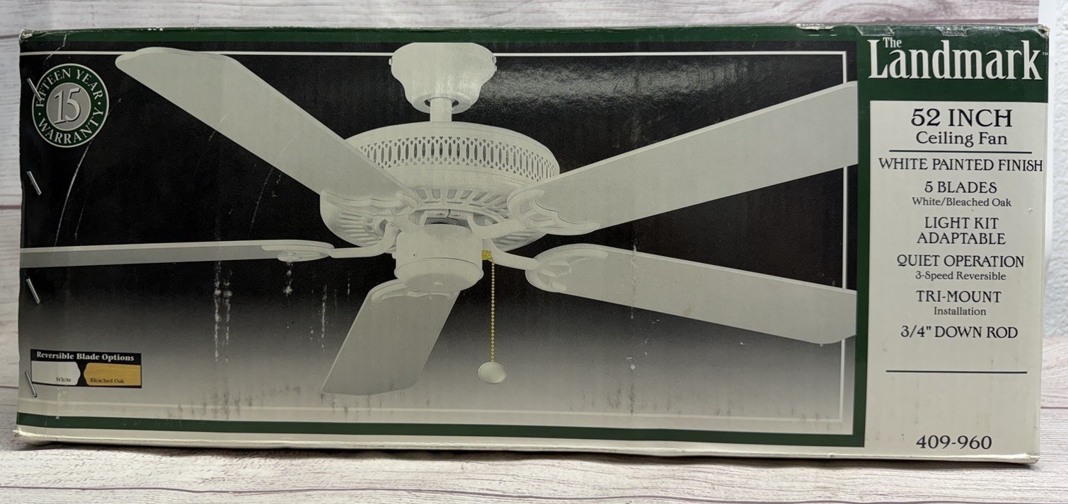Landmark Plus 52” Ceiling Fan With Light Kit In White With Reversible Blades gallery
