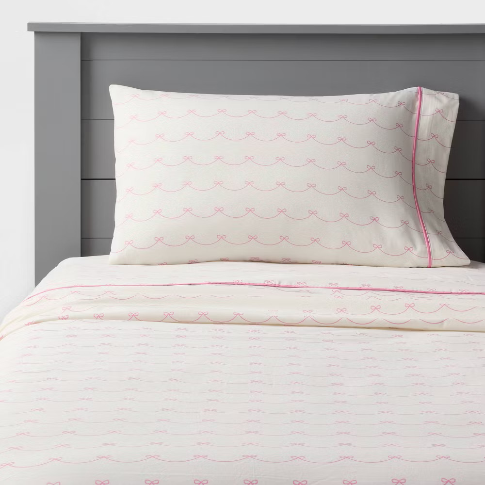 Full Pretty Bow Kids' Cotton Sheet Set - Pillowfort gallery