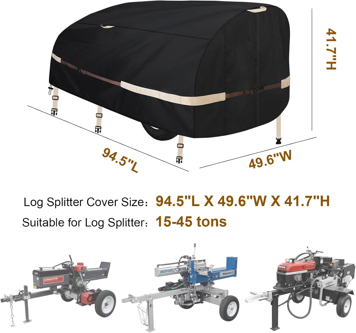Log Splitter Cover Heavy windproof and waterproof(94"L X 49"W X 41"H) for 15-45 gallery