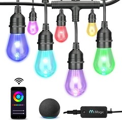 iMagic Outdoor String Lights Multi Color 49 Ft LED Smart RGB Patio Lights Flash