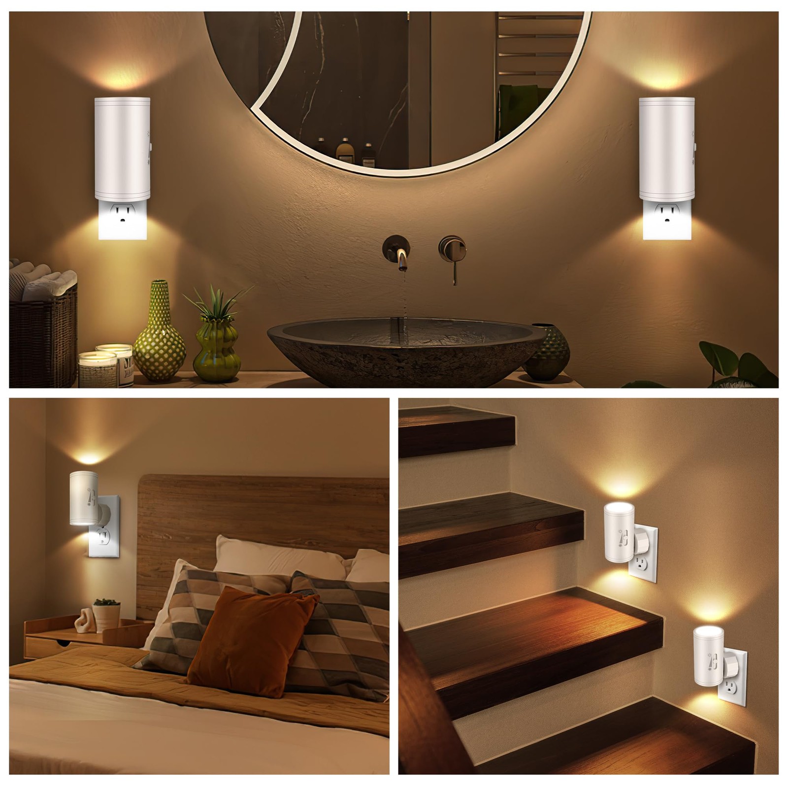 LED Plug-in Wall Night Light with Dimmable 0-300 Lumens, 2700K Warm White, Au... gallery
