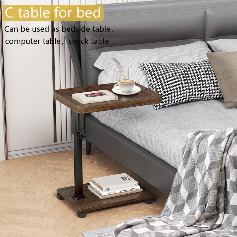 C Table End Table Adjustable Height, 360°Swivel TV Tray Table for Small Spaces gallery