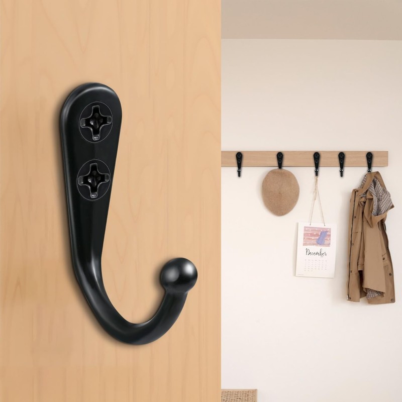 10 PCS Coat Hooks Wall Mounted, Premium Black Heavy Duty Metal Wall Hooks for gallery