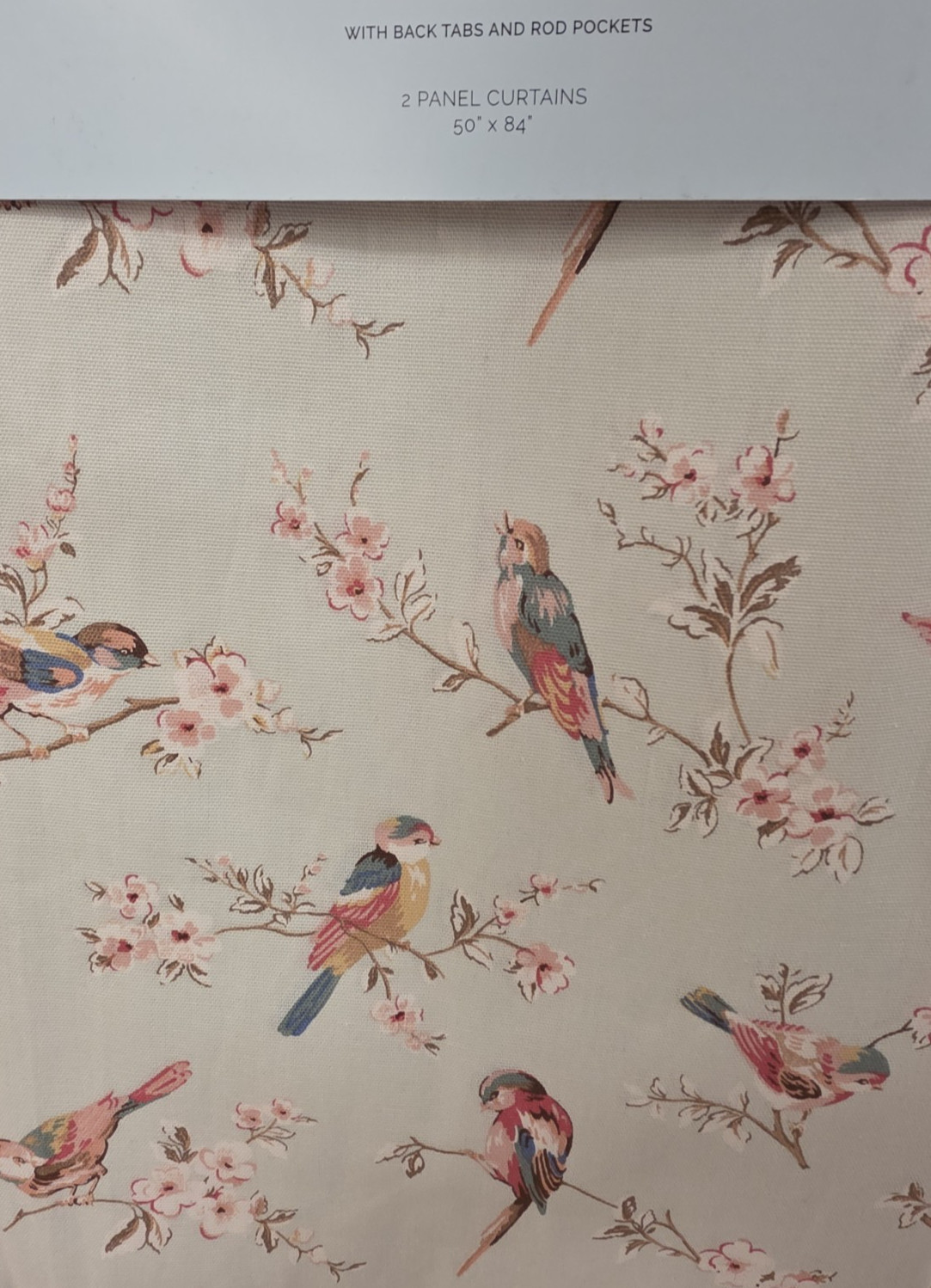 NEW Cath Kidston Window Curtains Pair British Birds Sage Cotton 50" W x 84" L gallery