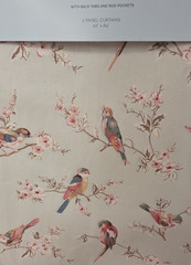NEW Cath Kidston Window Curtains Pair British Birds Sage Cotton 50″ W x 84″ L