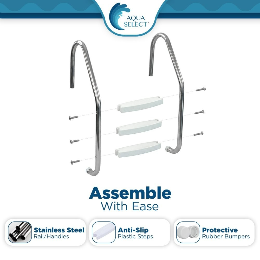 Aqua Select 3-Step Stainless Steel Swimming Pool Ladder For In-Ground Pools gallery