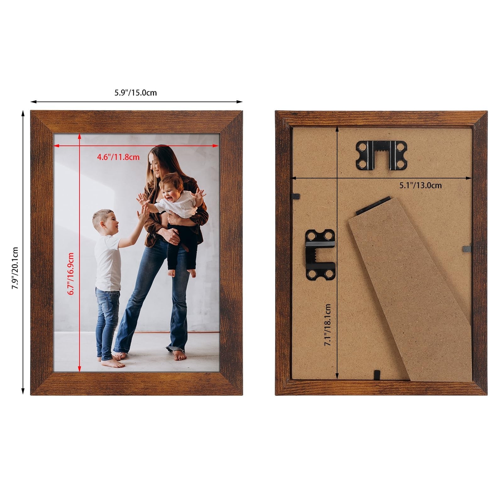 1 Pack 5x7 Picture Frame for Tabletop and Wall, 5 by 7 Rustic Brown Photo Fra... gallery
