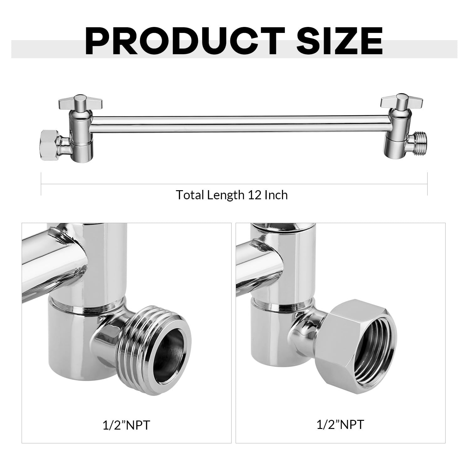Rain Shower Head Extension Arm Stainless Steel Adjustable Shower Extension Ar... gallery