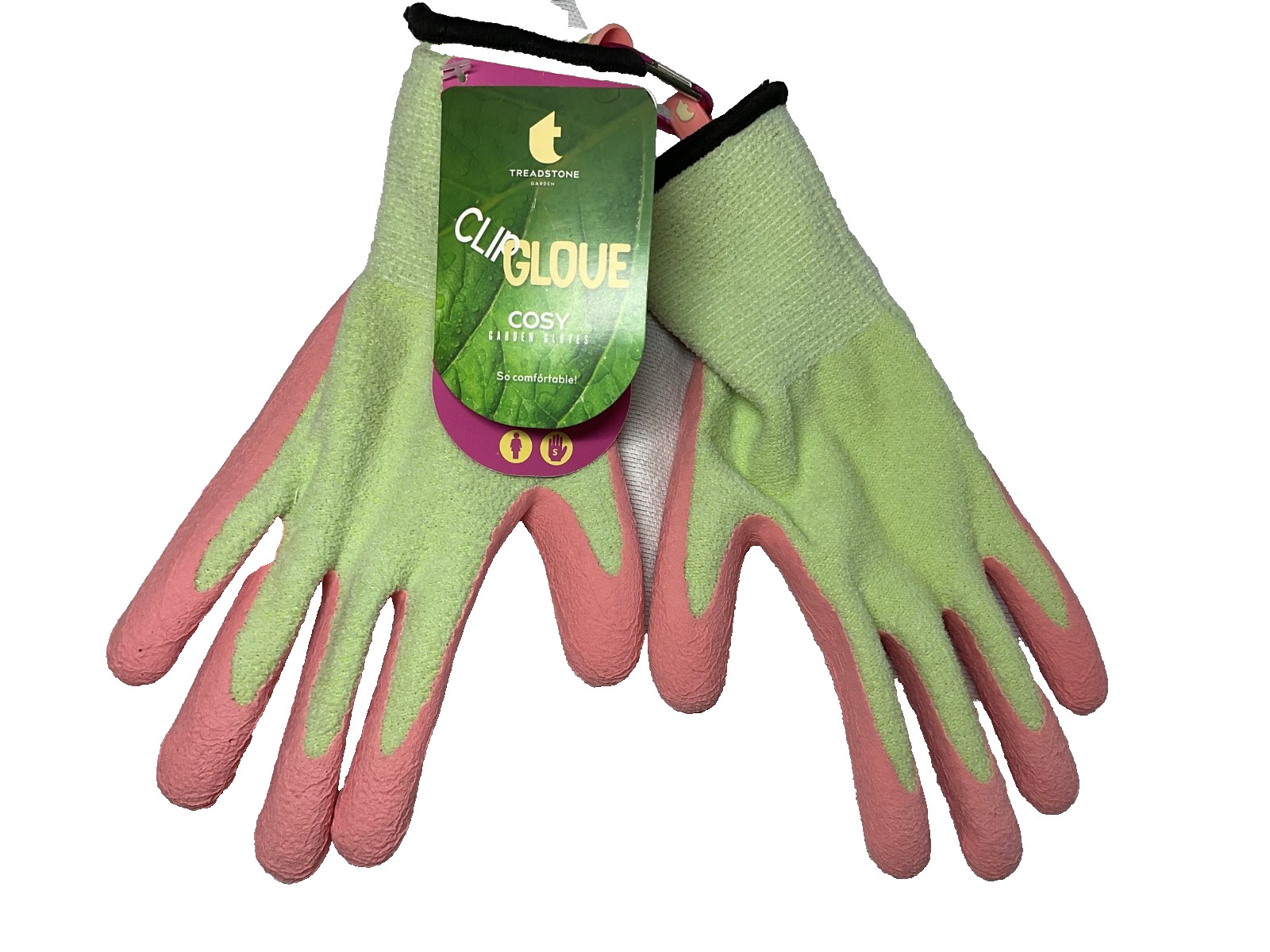 Treadstone WOMENS GARDEN-CLIP Gloves SMALL PEACH GREEN NYLON LATEX SPANDEX NWT gallery