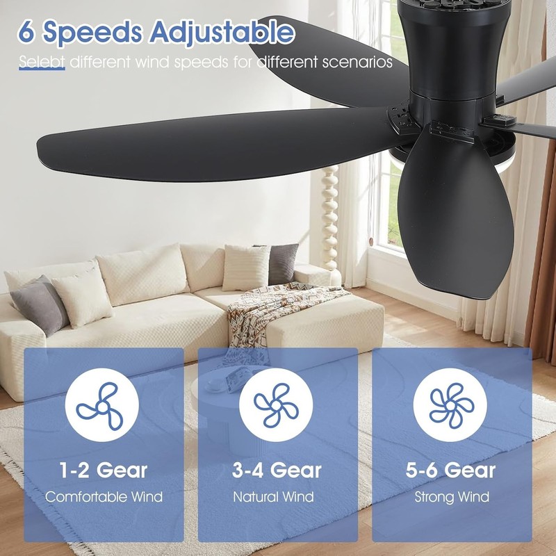 Low Profile 42" Ceiling Fan with Remote & Reversible DC Motor for Comfort gallery