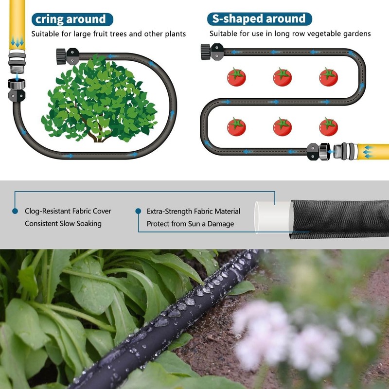 4 Pack Flat Soaker Hose 25FT for Garden Beds, Lightweight Drip Soaker Hose 100 f gallery