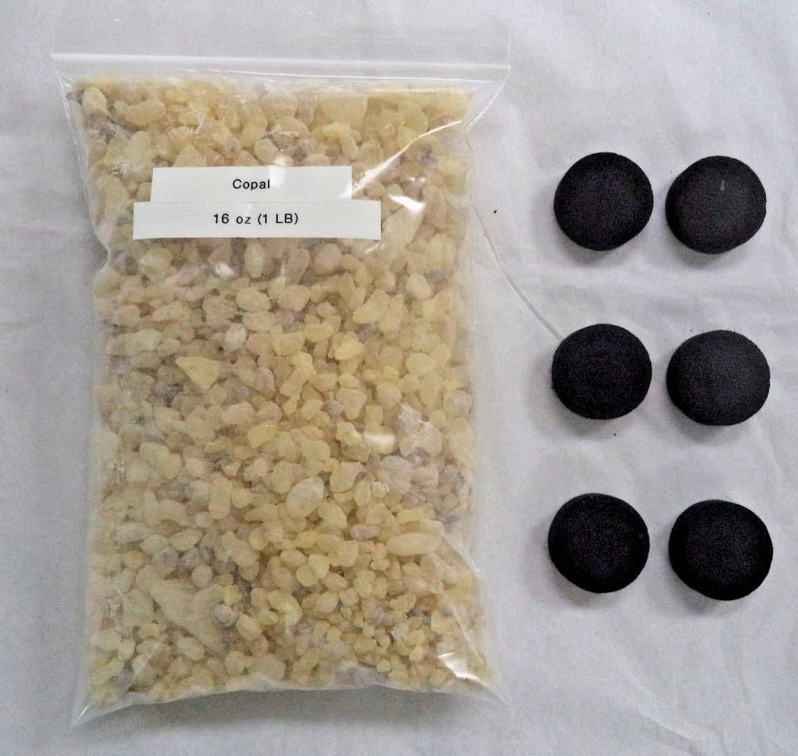 Natural Granular 'A' Grade White Copal Resin Incense: 1 lb + 6 Charcoal Tablets gallery